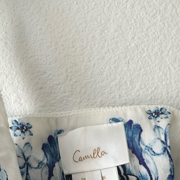 Camilla tie shoulder dress blue white glaze and graze Size Large - Picture 13 of 16